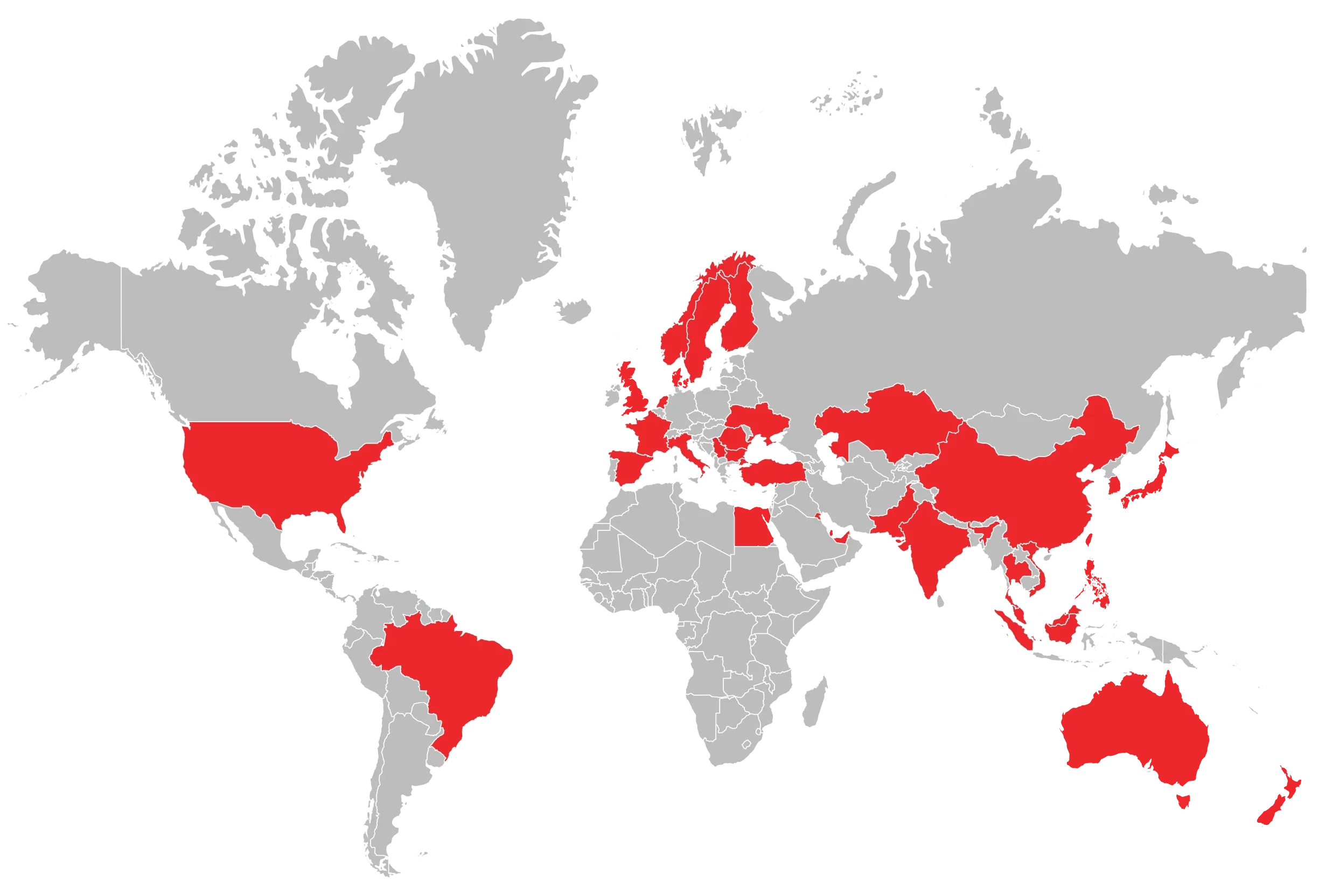Peppers worldwide distributors locations shown on a world map